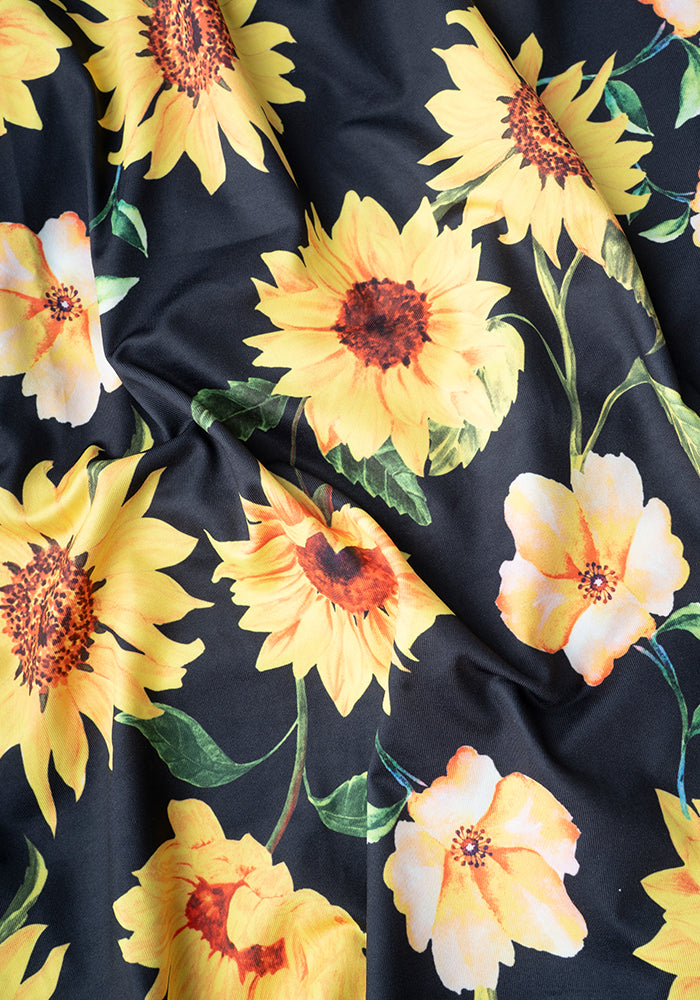 Second angle of Sunflower Print Skirted Swimsuit