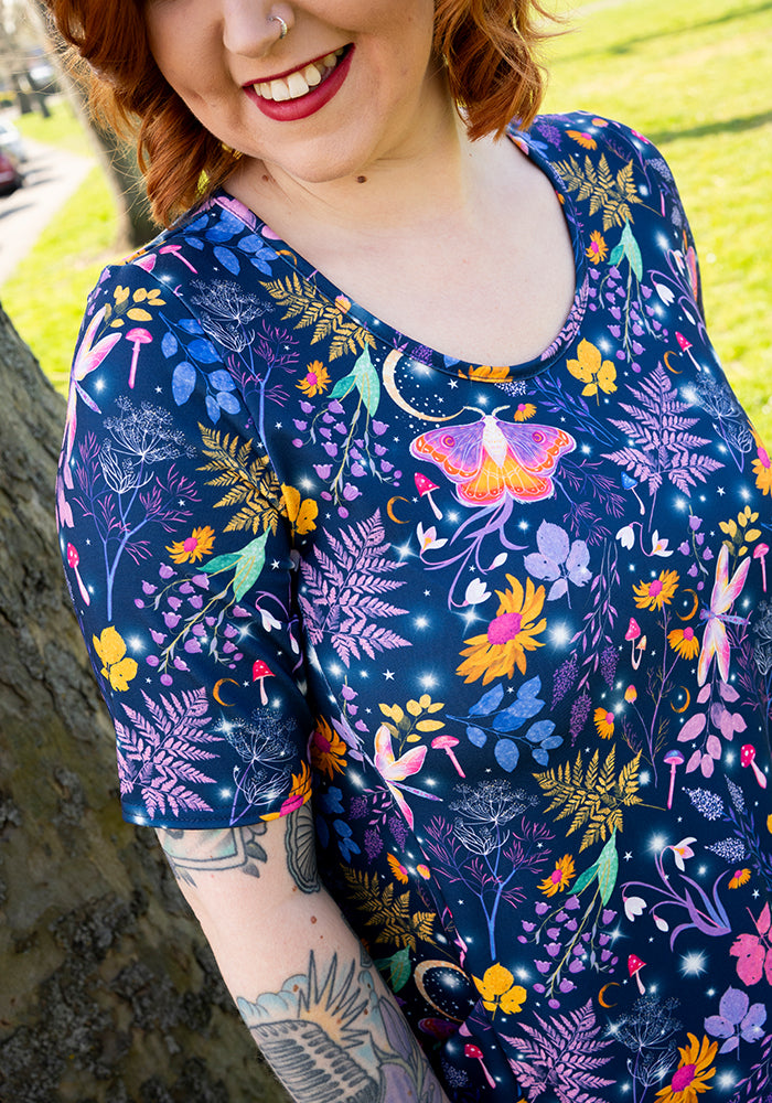 Fifth angle of Taylor Purple Magical Moth Print Jersey Tunic