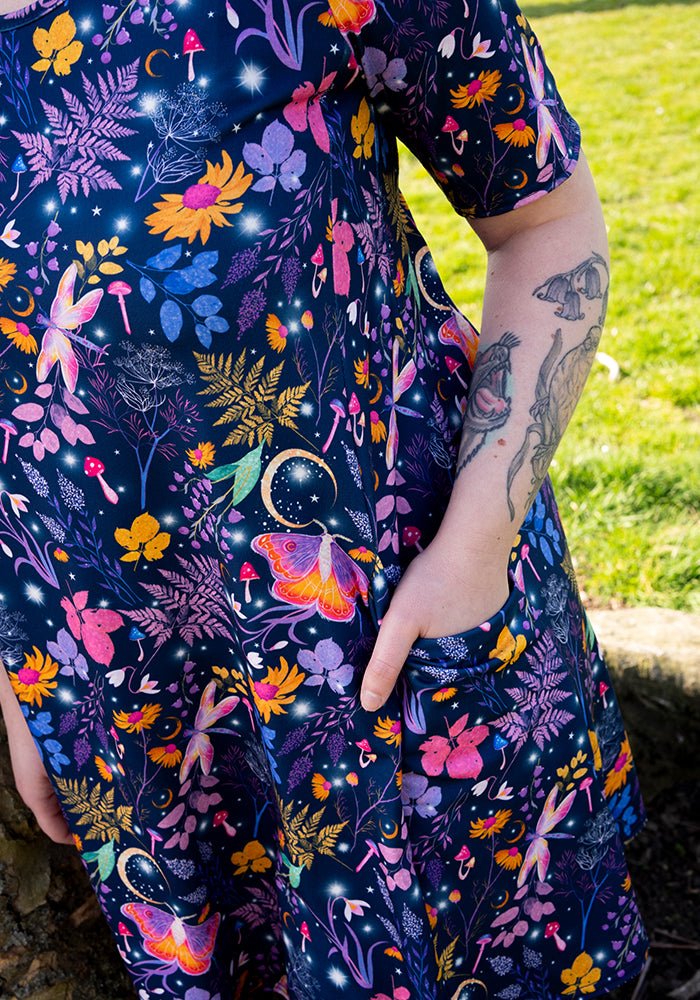 Seventh angle of Taylor Purple Magical Moth Print Jersey Tunic