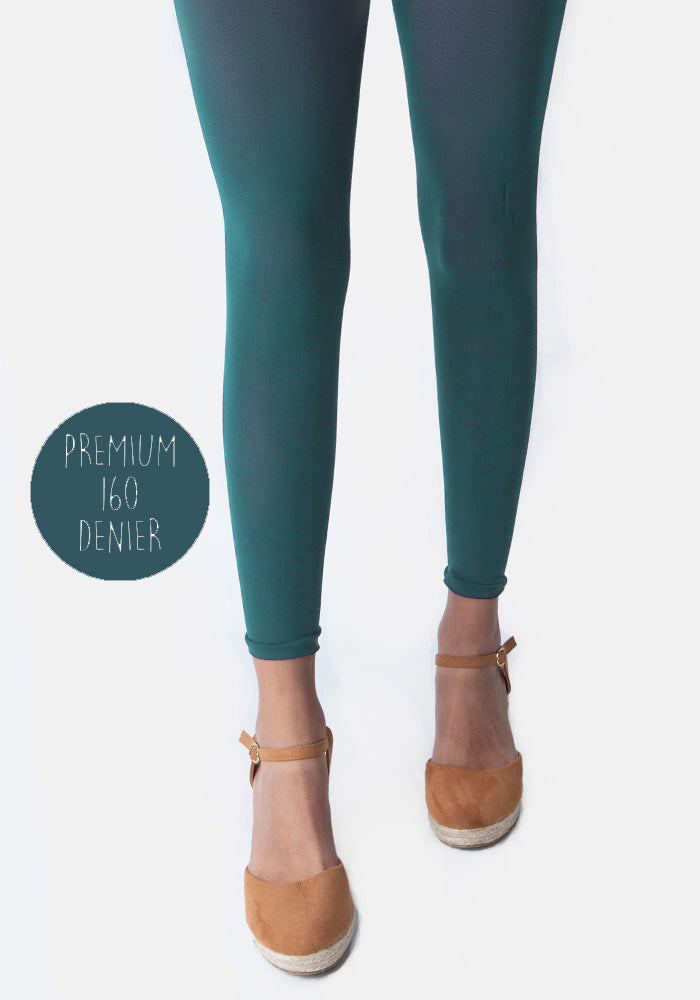 160 Denier Opaque Premium Footless Tights (Teal)