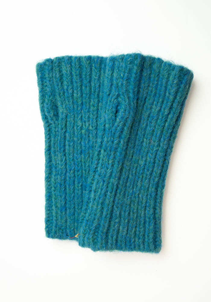 Teal Knitted Hand Warmer Gloves