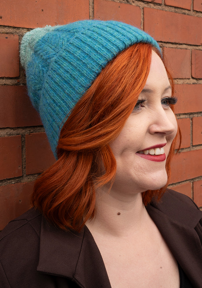 Teal Knitted Beanie Hat