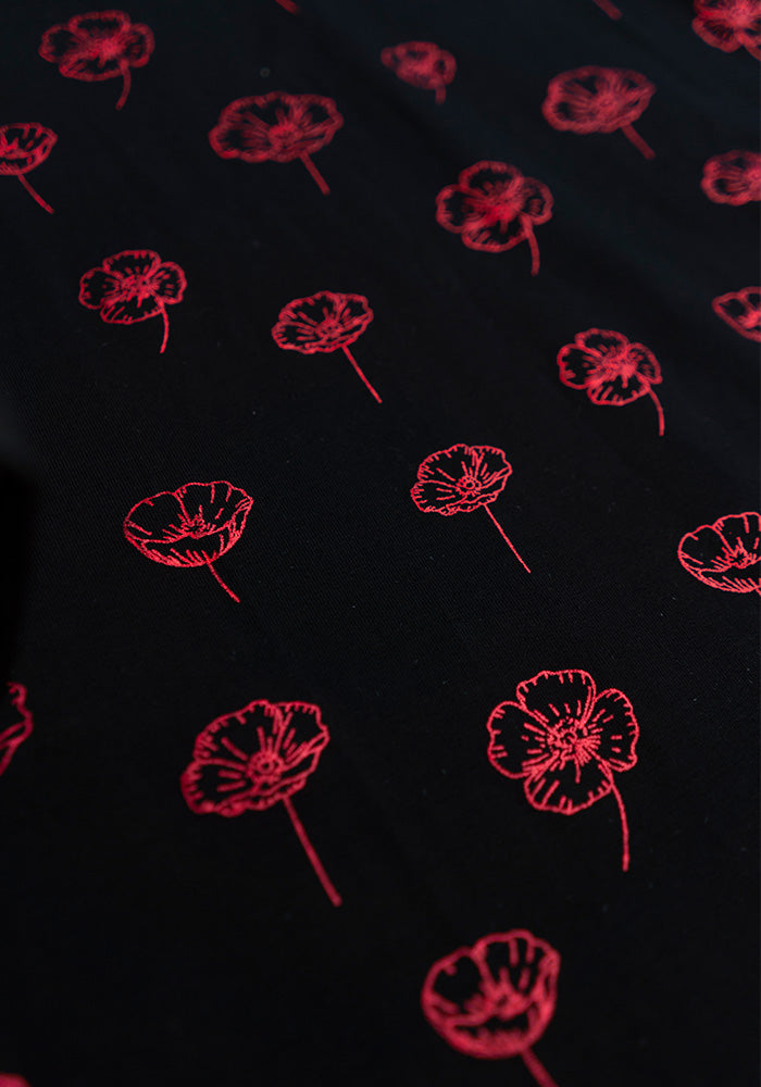 Whitlee Red Foil Poppy Cotton Midi Dress