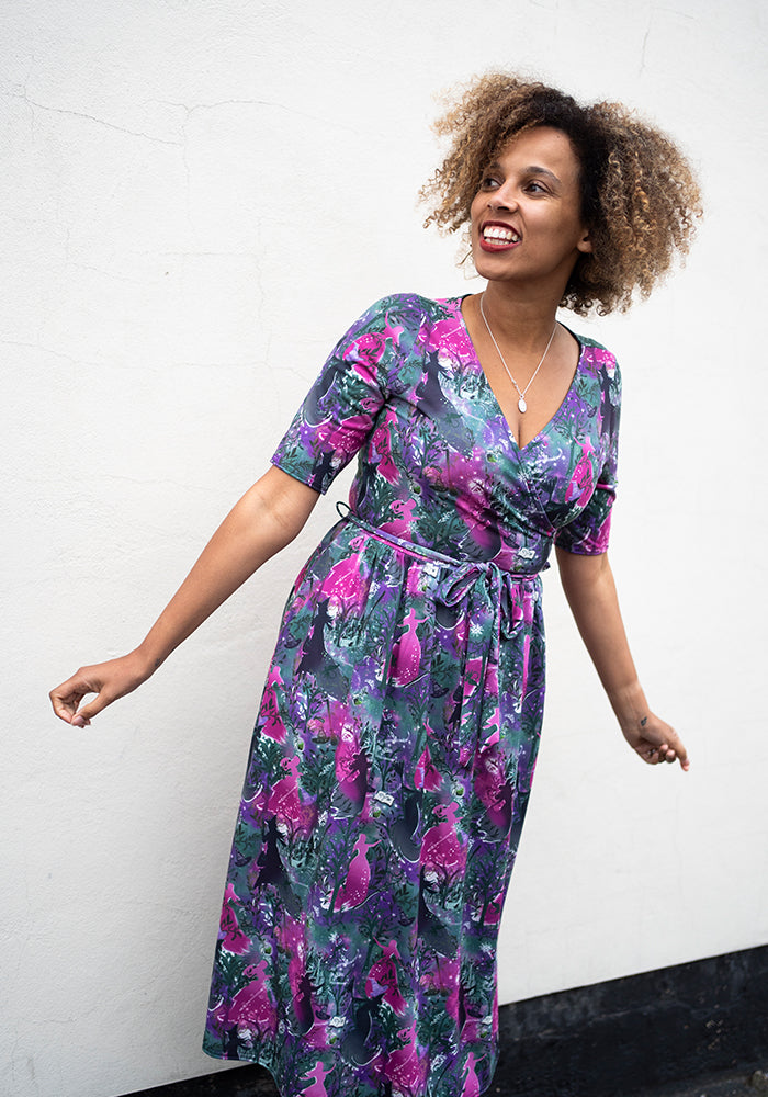 Seventh angle of Elvia Witches Print Midi Dress