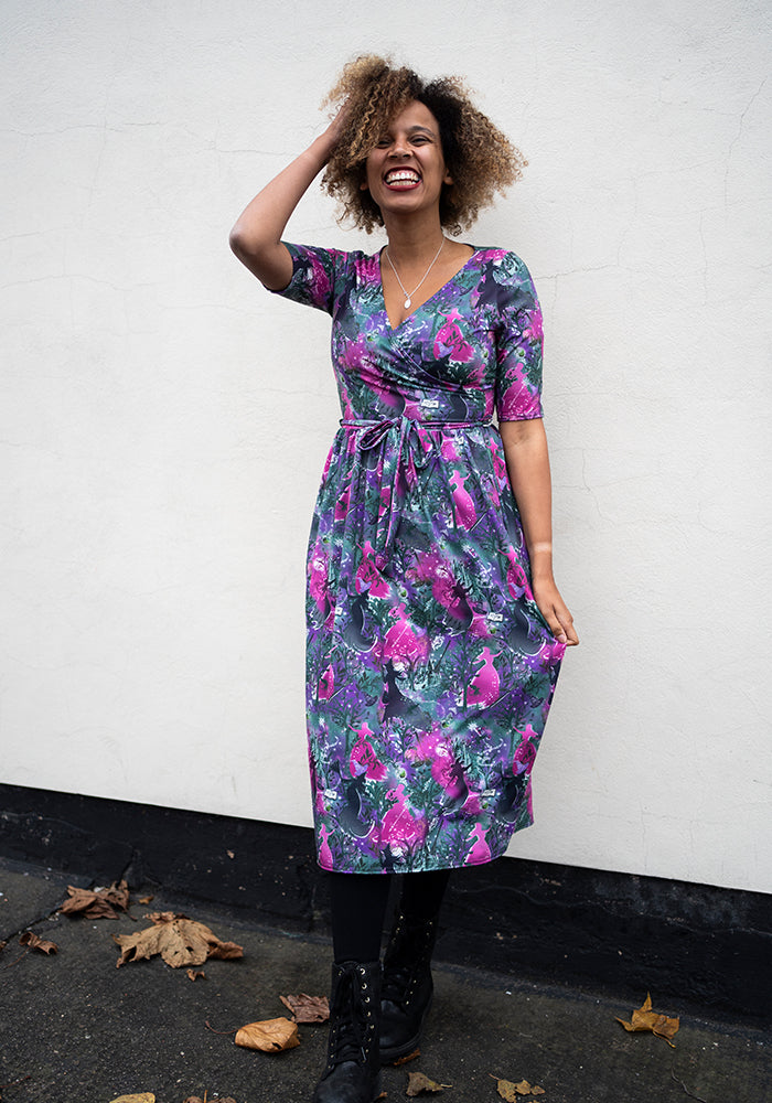 Sixth angle of Elvia Witches Print Midi Dress