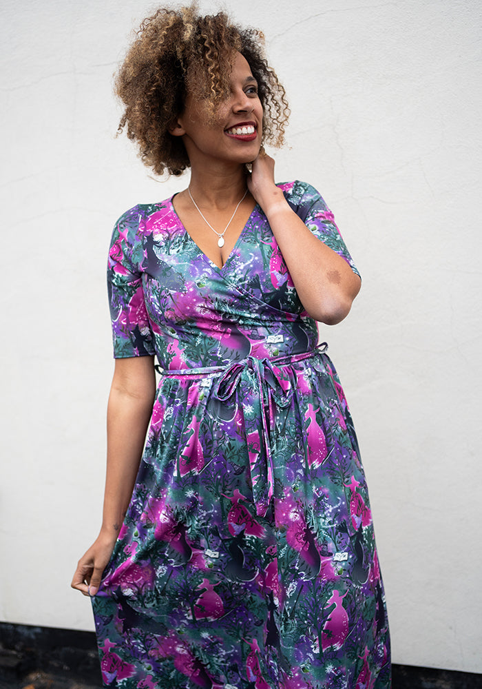 Fourth angle of Elvia Witches Print Midi Dress