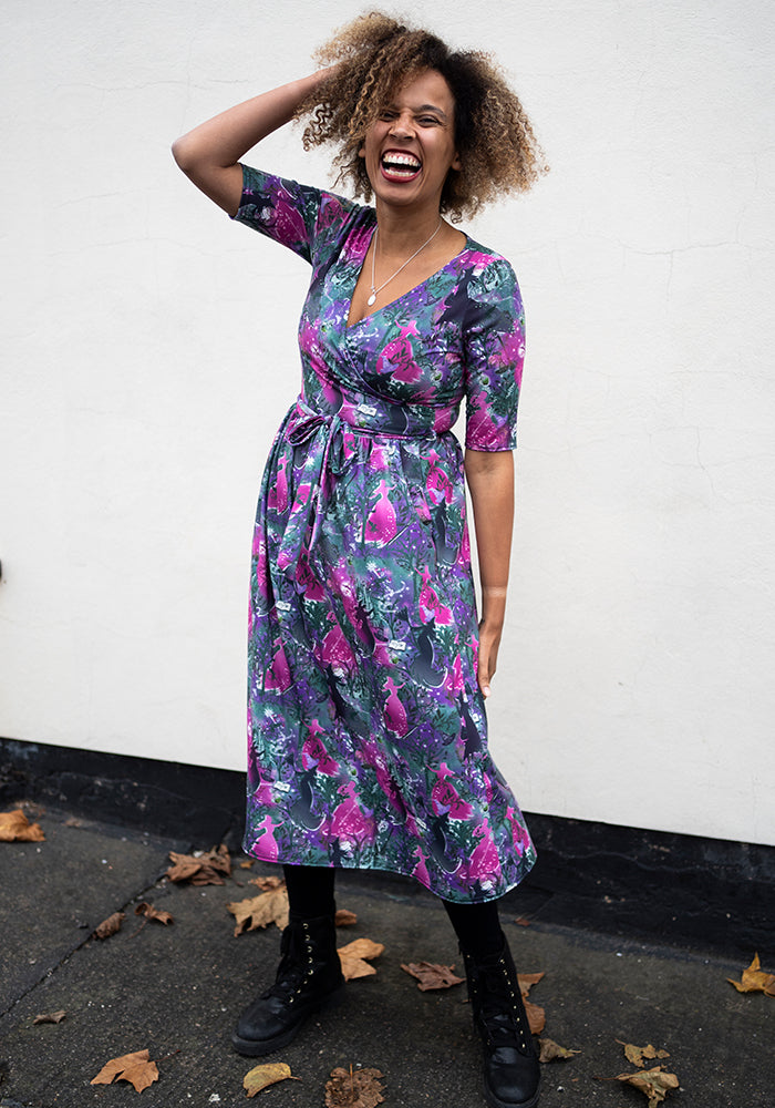 Third angle of Elvia Witches Print Midi Dress
