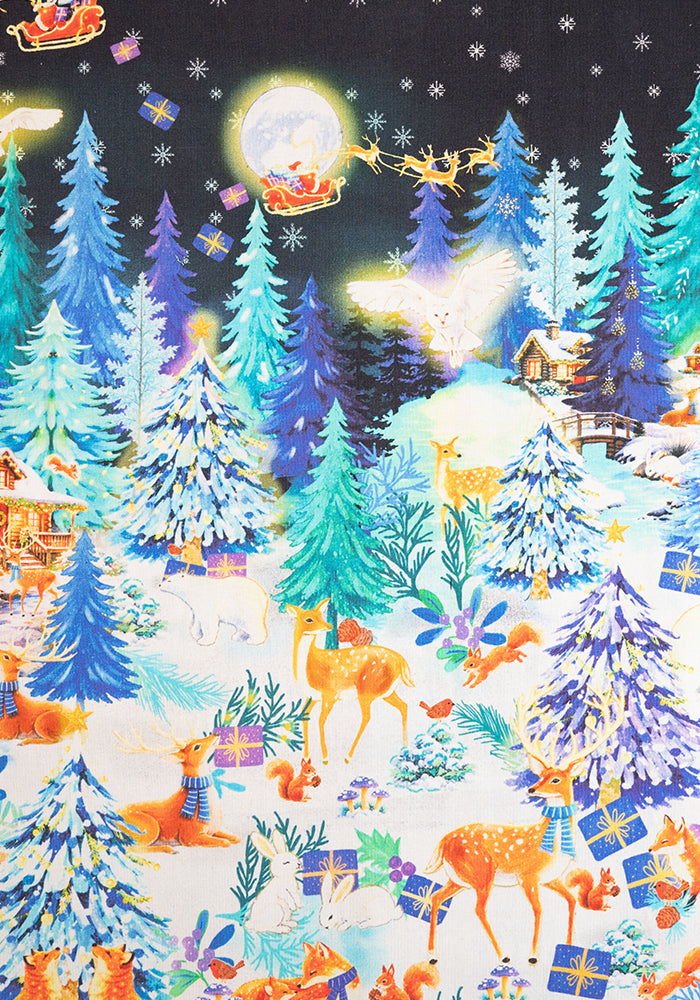 Wynter Christmas Woodland Animal Print Cotton Dress