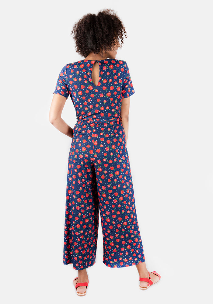Shannon Strawberry Print Culotte Jumpsuit