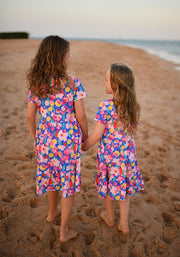 Children's Painted Floral Print Dress (Faye)
