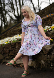 Wisteria Trailing Watercolour Floral Print Swing Dress