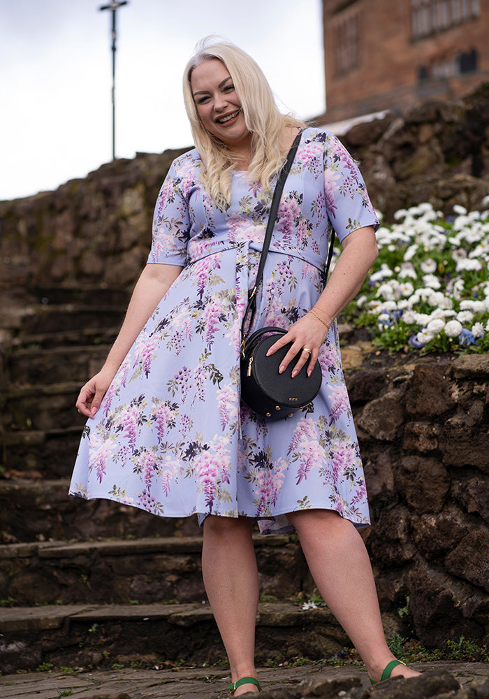 Wisteria Trailing Watercolour Floral Print Swing Dress