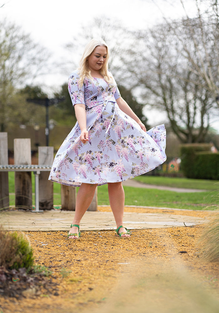 Wisteria Trailing Watercolour Floral Print Swing Dress