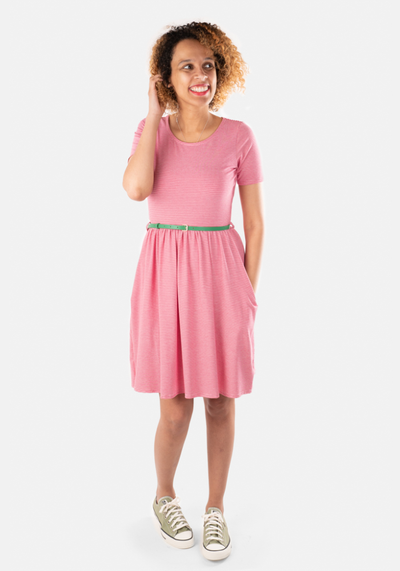 Libby Red & White Mini Stripe Dress