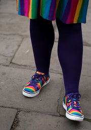 Multicoloured Stripe Print Canvas Pumps