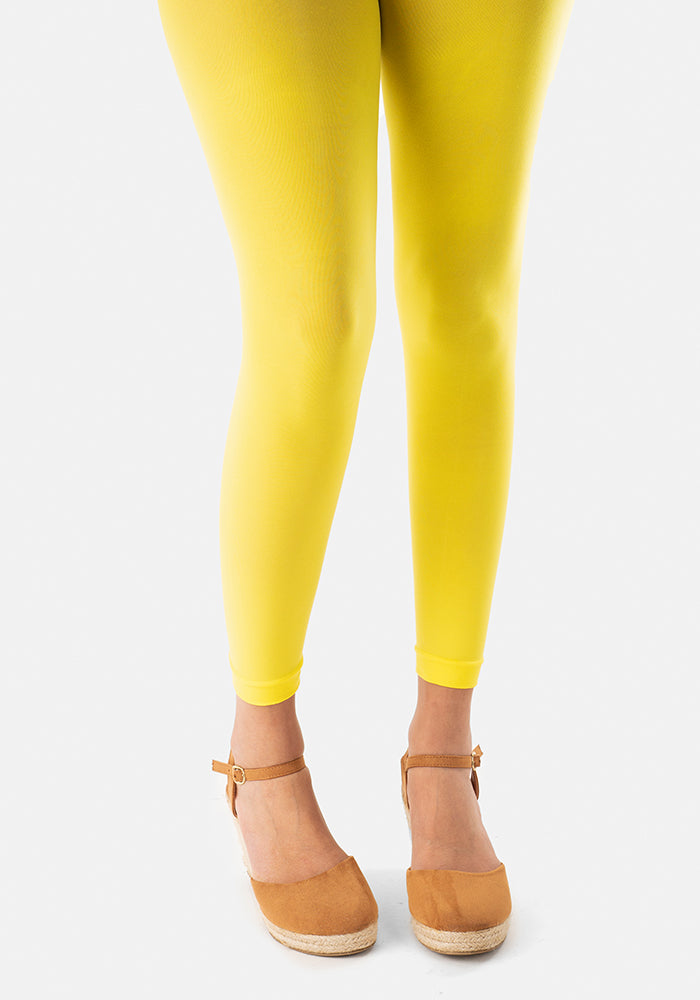 Front view of 50 Denier Premium Footless Tights (Lemon)