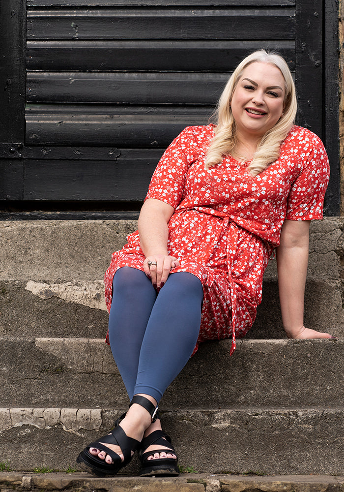 Lucie Red Ditsy Floral Blouson Dress