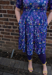 May Purple Butterfly Ditsy Floral Print Dress