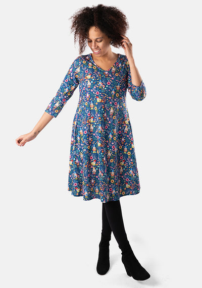 Adan Garden Gnome Print Trapeze Dress