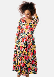 Aditi Large Floral Print Midi Dress