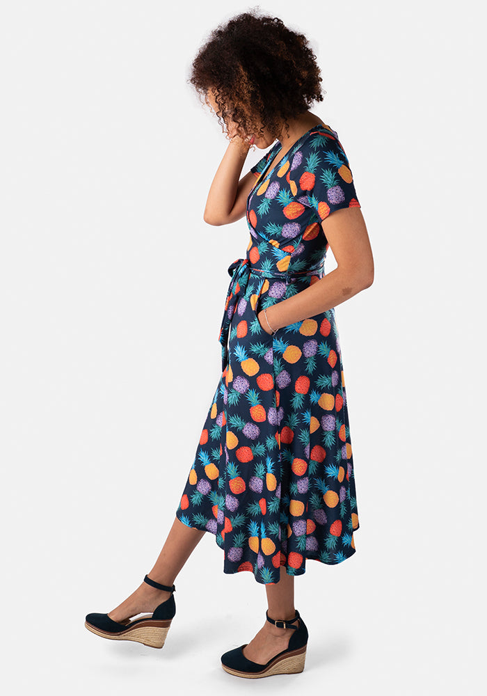 Africa Pineapple Print Midi Dress