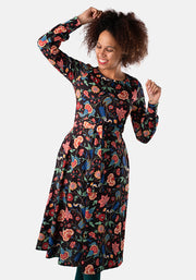 Alaia Jacobean Floral Print Midi Dress