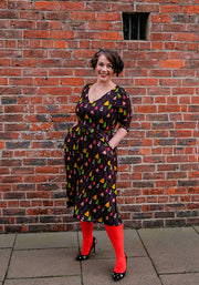 Alpine Colourful Christmas Tree Print Midi Dress