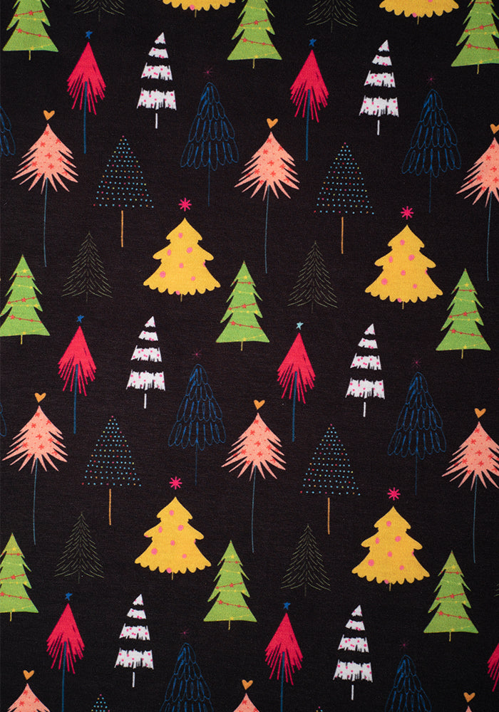 Alpine Colourful Christmas Tree Print Midi Dress