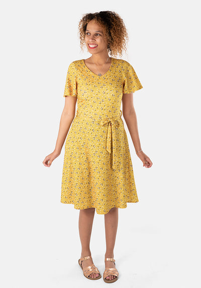 Anita Yellow Ditsy Floral Print Dress