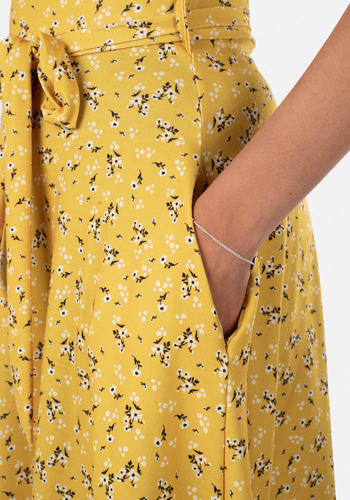 Anita Yellow Ditsy Floral Print Dress