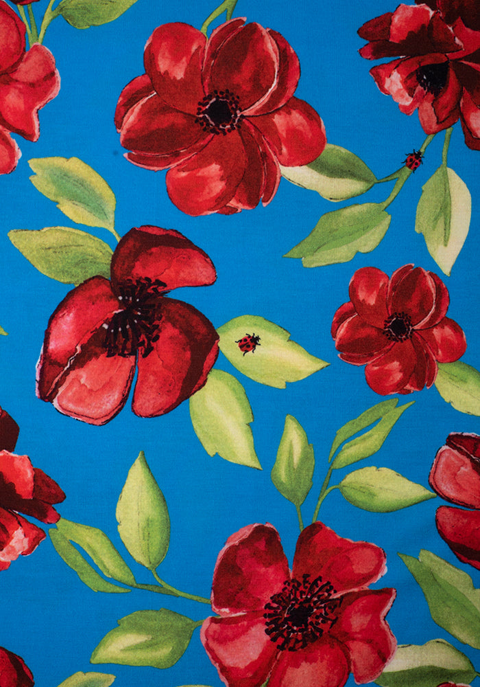 Annabella Watercolour Poppy Print Midi Dress