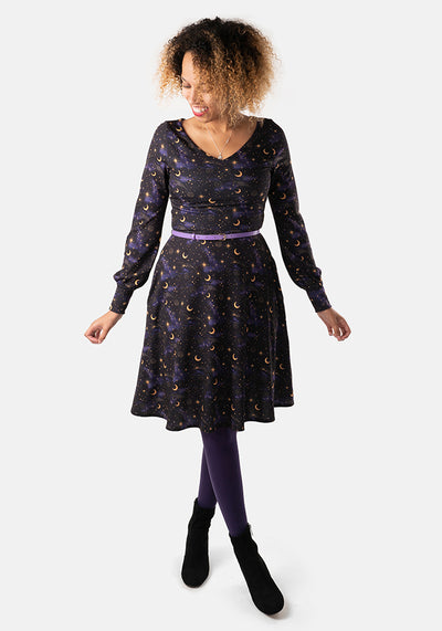 Aquarius Night Sky Print Dress