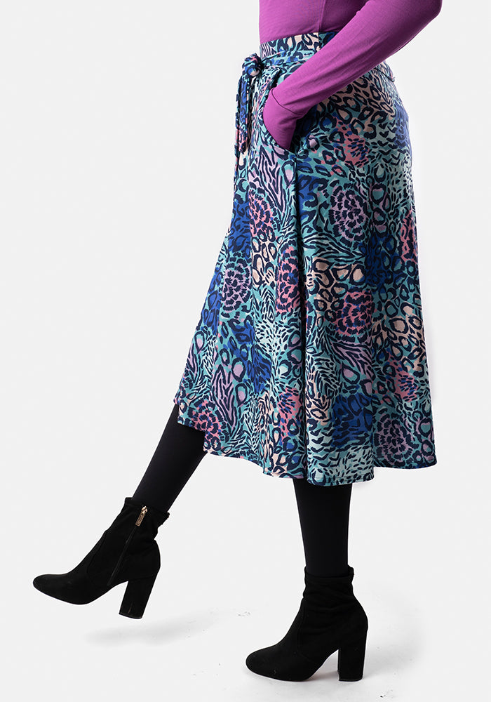 Kelsea Hybrid Animal Print A-Line Skirt