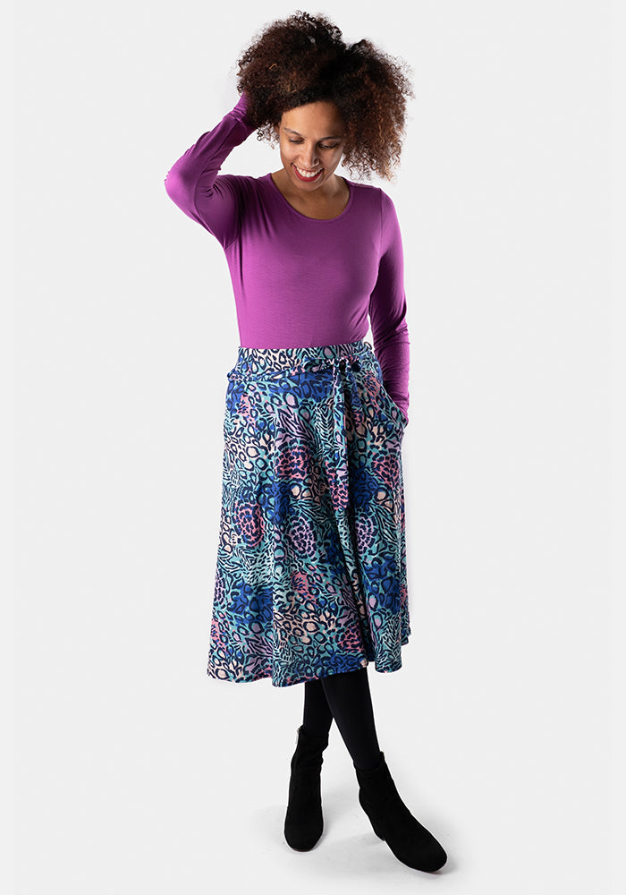 Kelsea Hybrid Animal Print A-Line Skirt
