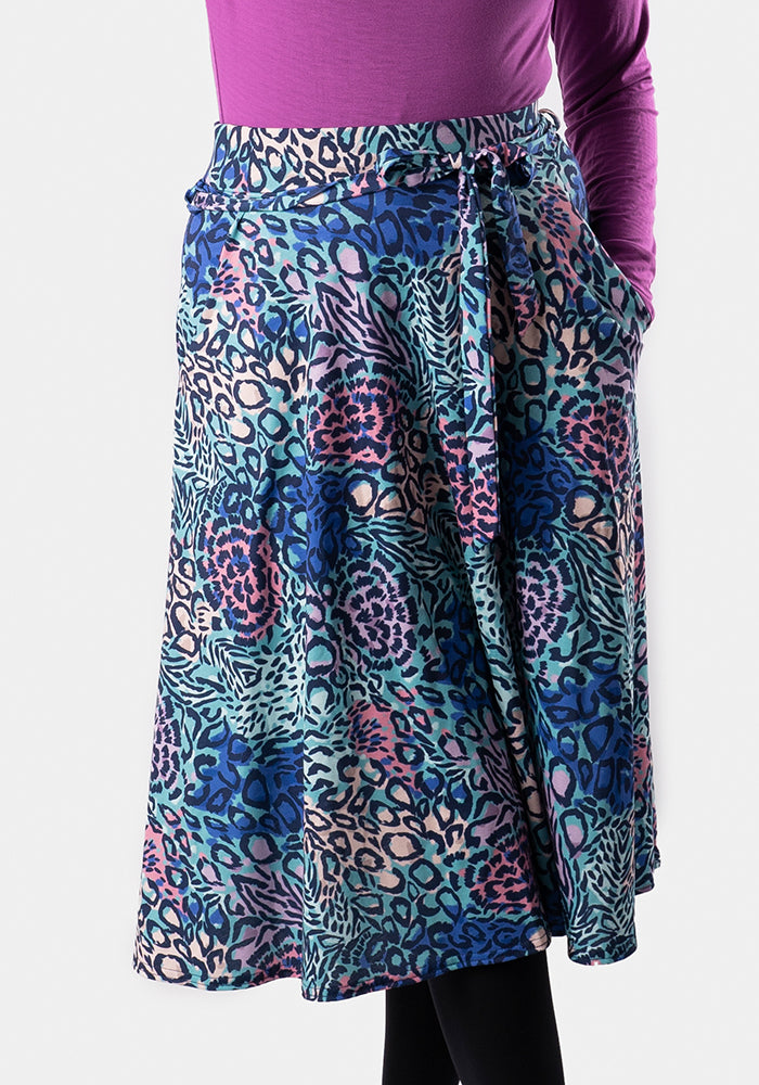 Kelsea Hybrid Animal Print A-Line Skirt