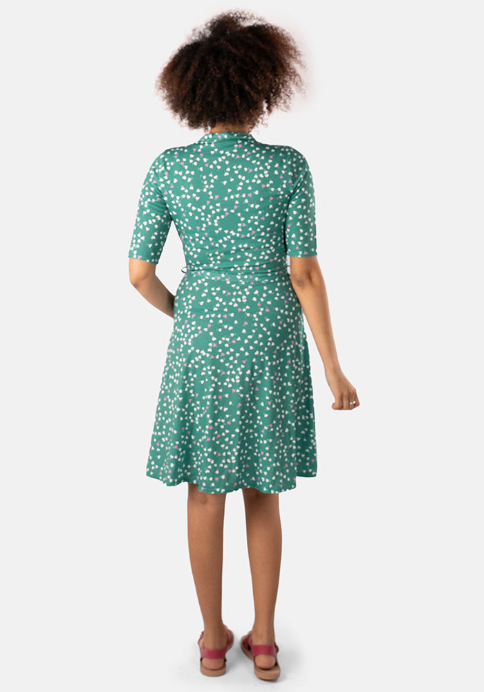 Arika Green Ditsy Heart Print Dress