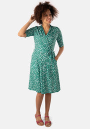 Arika Green Ditsy Heart Print Dress