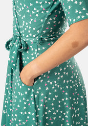 Arika Green Ditsy Heart Print Dress