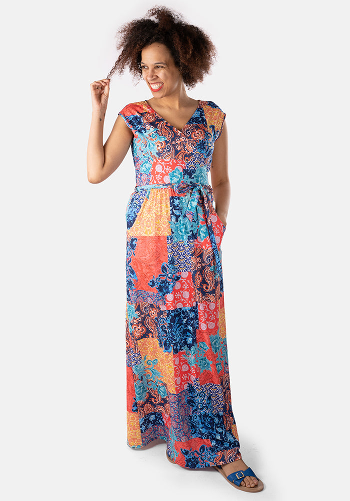 Ashanti Boho Patchwork Print Maxi Dress