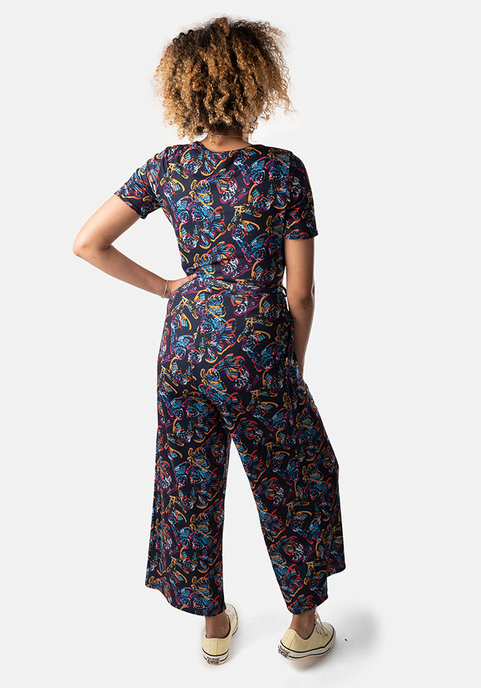Avni Abstract Butterfly Print Culotte Jumpsuit