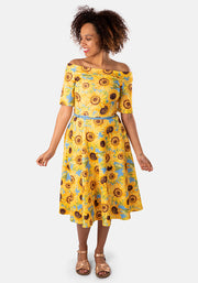 Belladonna Summer Sunflower Print Swing Dress