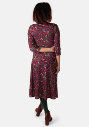 Berrie Mistletoe & Holly Print Midi Dress