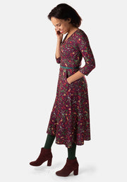 Berrie Mistletoe & Holly Print Midi Dress