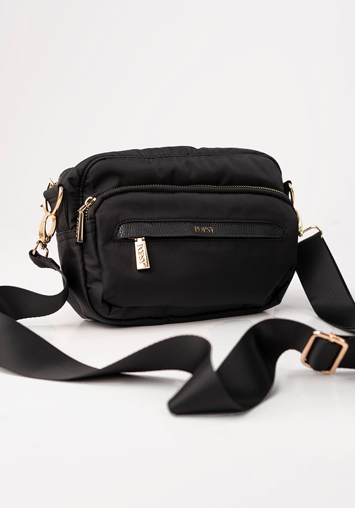 Fourth angle of Black Cross Body Bag with Interchangeable Straps