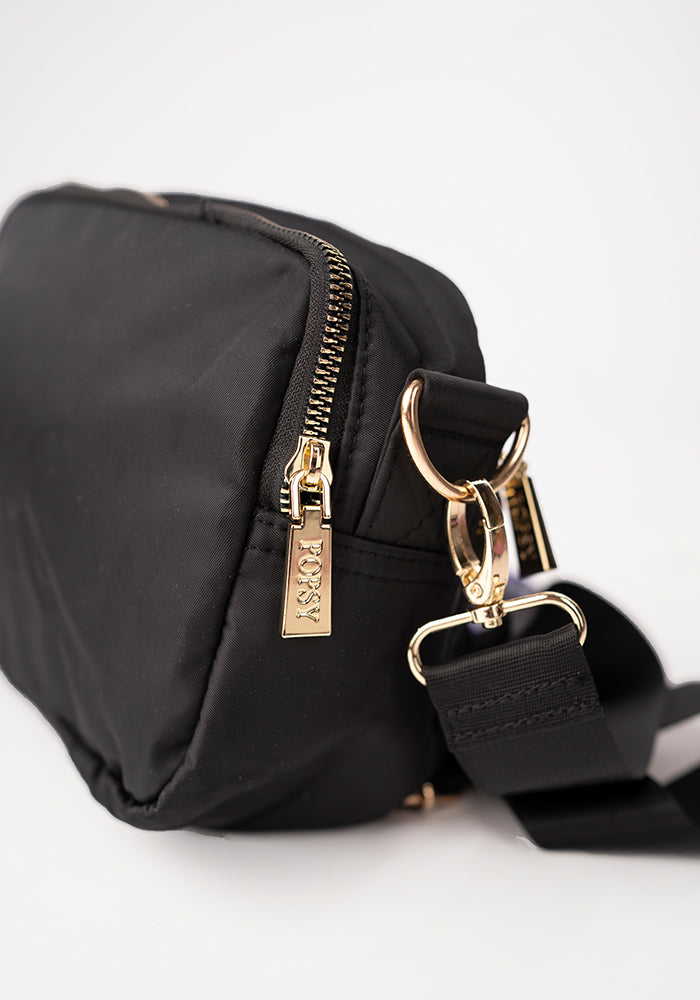 Sixth angle of Black Cross Body Bag with Interchangeable Straps
