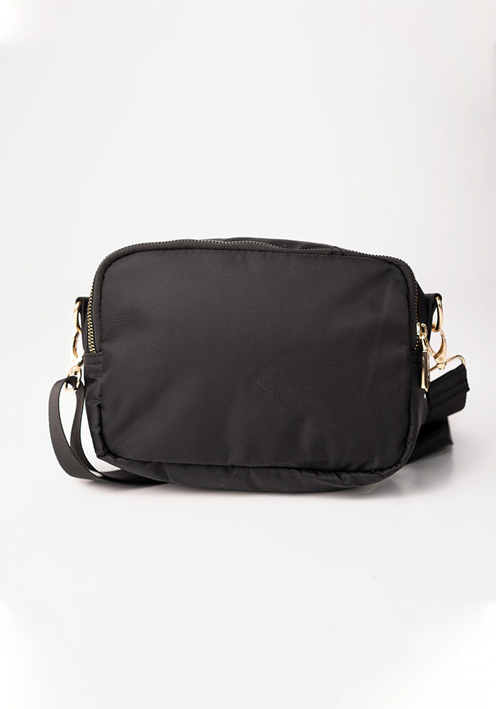 Eighth angle of Black Cross Body Bag with Interchangeable Straps