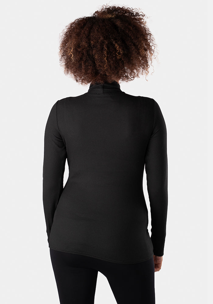 Second angle of Black Polo Neck Top