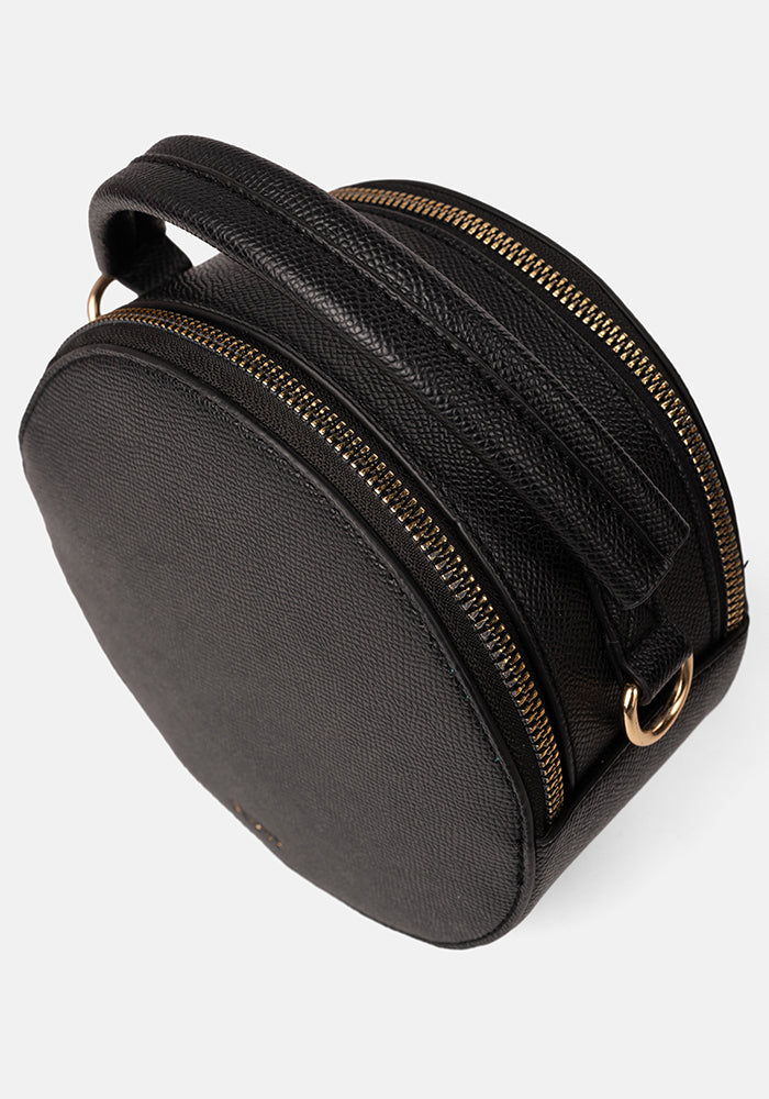 Round Black Premium Cross Body Bag