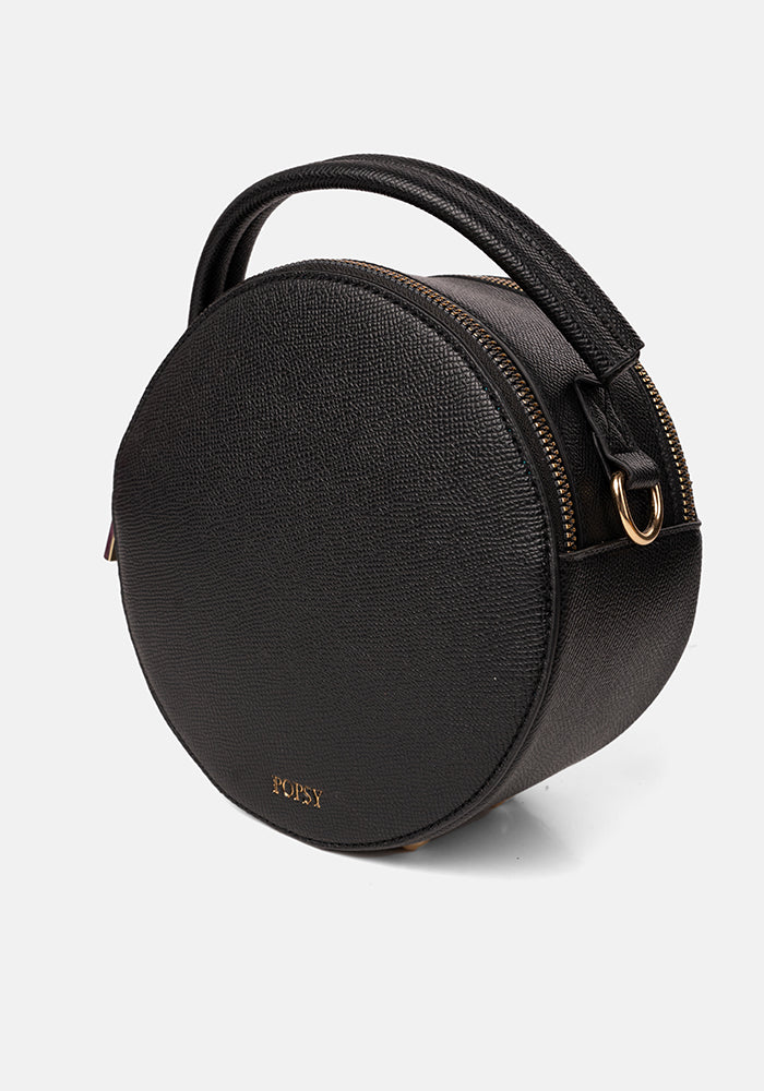 Round Black Premium Cross Body Bag