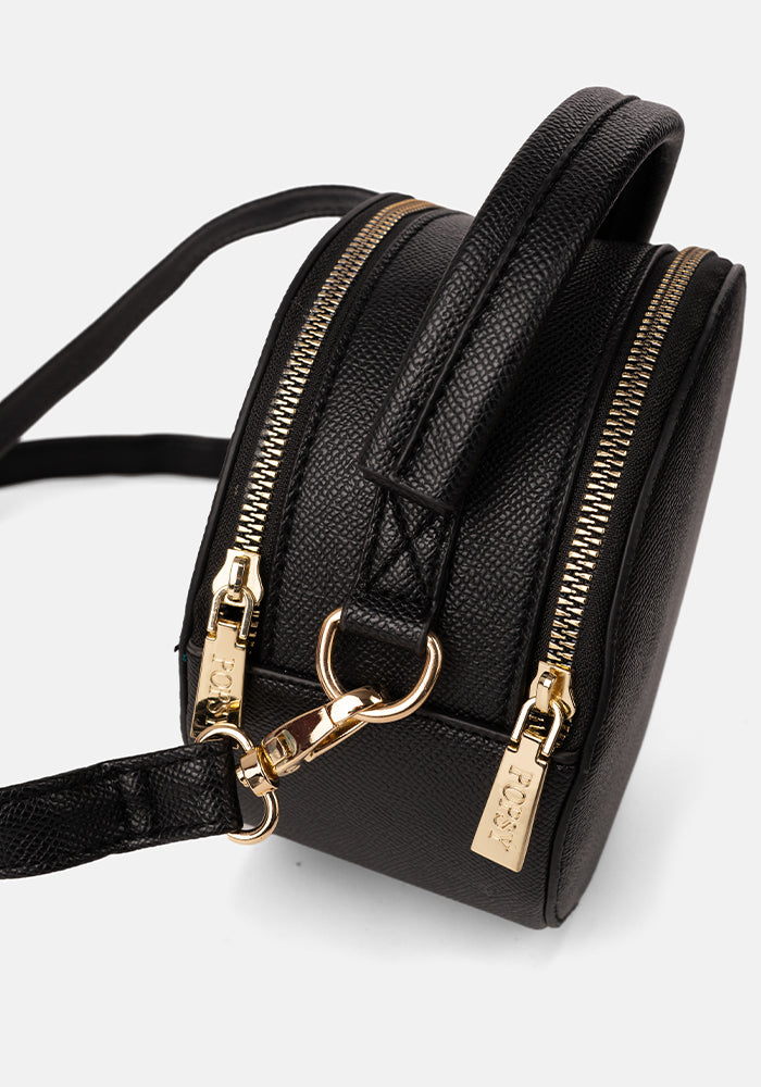 Round Black Premium Cross Body Bag